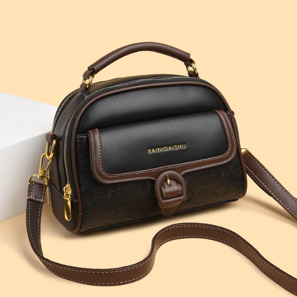 DAIOU Black & Brown Classic Structured Handbag